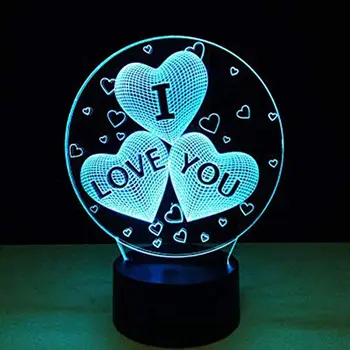 Nighdn LED I Love You Night Light Touch 7, меняющая цвет, 3D Иллюзия, настольная лампа, украшение спальни, Подарки для детей, женщин