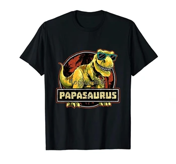 Футболка с папазавром, футболка с динозавром T Rex Papa Saurus, футболка с дедушкой динозавром