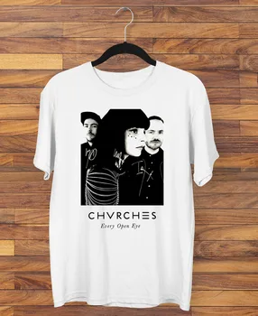 Каждая футболка с открытыми глазами, посвященная альбому группы Chvrches, белая С коротким рукавом ОТ s До 345xL 3F1081