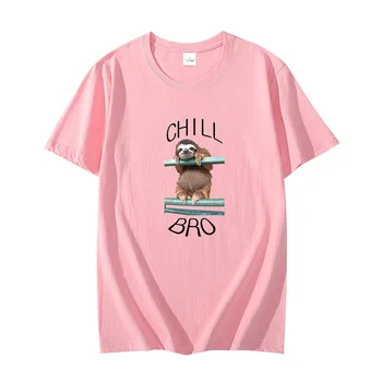 Крутая Хипстерская футболка Унисекс Chill Bro Sloth Animal с графическими футболками, футболки оверсайз, Летняя Уличная одежда Harajuku, Мужская одежда