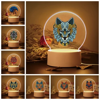 1 шт. горячая 3D светодиодная ночная лампа wolf USB для внутреннего освещения, подарки