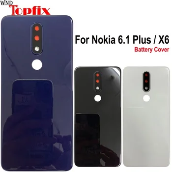 Новая крышка для Nokia X6 2018 Крышка батарейного отсека Задняя Крышка корпуса Для Nokia 6.1 Plus Стеклянная панель задней двери Для 6.1 Plus Крышка Батарейного отсека