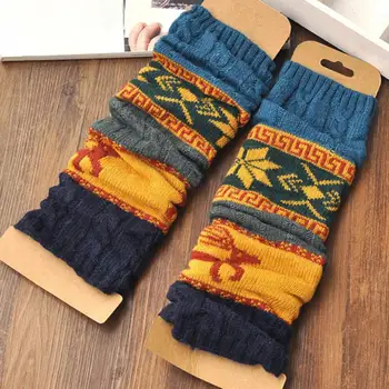Прочные, очень толстые женские зимние носки до колена из трикотажа, Рождественский дизайн, удобные гетры, носки для путешествий