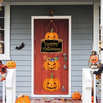 Дверные драпировки в виде тыквы с лицом призрака на Хэллоуин, Шляпа Ведьмы, Подвеска с надписью 
